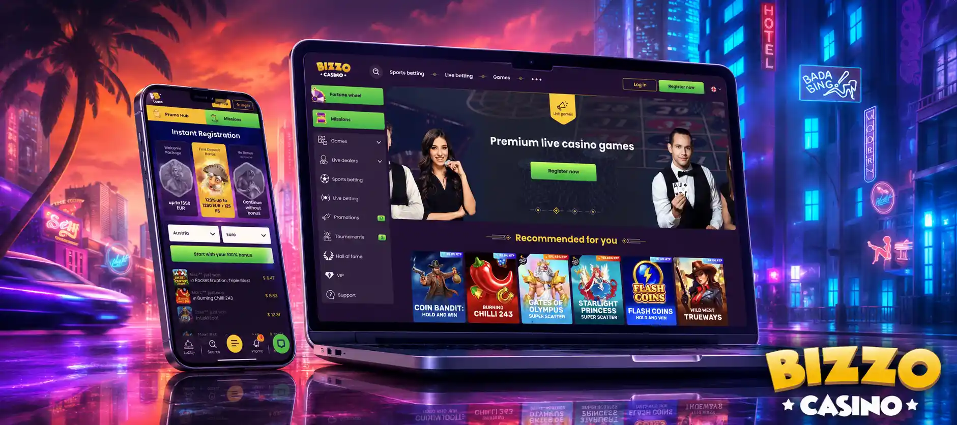 Aplicația mobilă Bizzo Casino