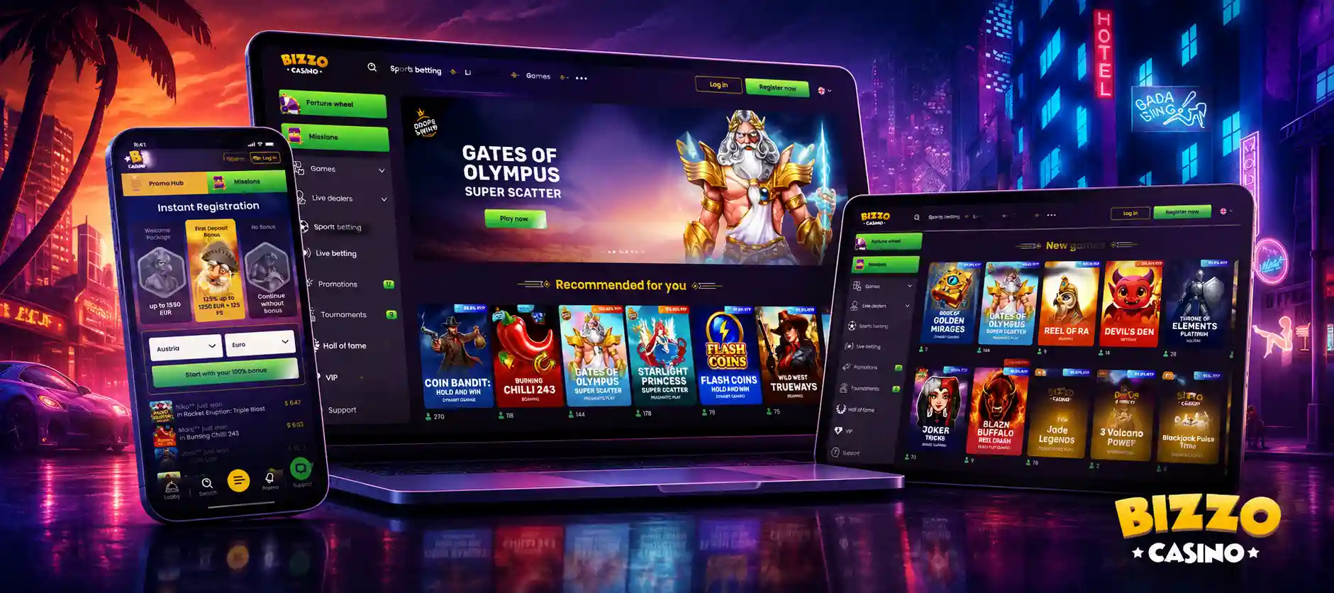 Înregistrare și autentificare Bizzo Casino